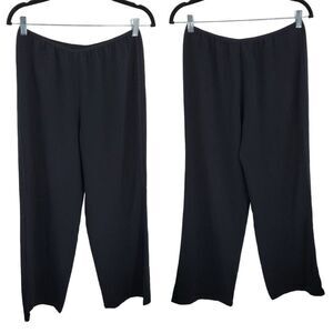 Anne Klein High-rise Wide Leg Dress Pants S Black Elastic Waist Cocktail Evening